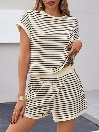 Damen Kurzoverall mit gestreiftem Design und entspanntem Schnitt Fudus