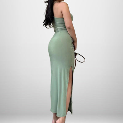 Damen asymmetrisches Cocktailkleid mit Raffung Fudus