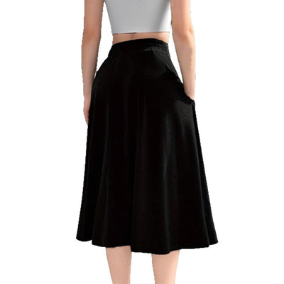 Damen Elegante Maxirock mit elastischem Bund und praktischen Taschen Fudus