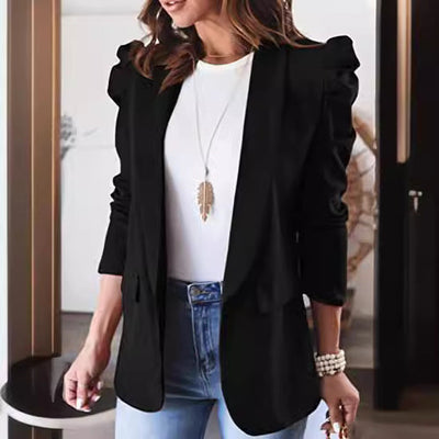 Damen Modischer Blazer mit Rüschendetails und tailliertem Schnitt Fudus