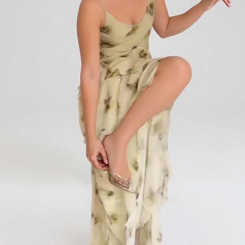 Damen Maxikleid mit elegantem Rückenausschnitt und fließendem Schnitt Fudus