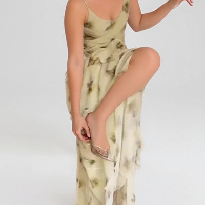 Damen Maxikleid mit elegantem Rückenausschnitt und fließendem Schnitt Fudus