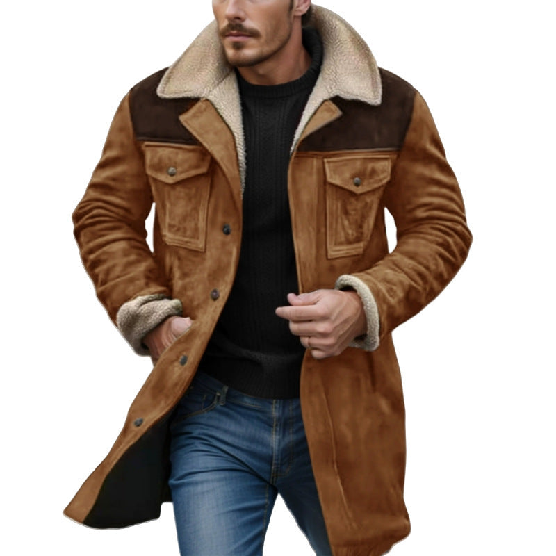 Herren stylische Lammfell-Bomberjacke mit warmem Teddyfell-Futter Aliams