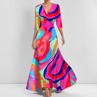 Damen Maxikleid mit kreativem grafischem Design Fudus