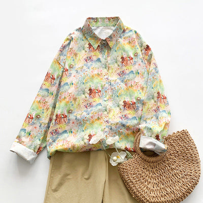 Damen bedruckte Hemdbluse Fudus