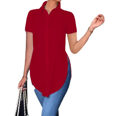 Damen Modisches Oversized-Hemd mit Seitenschlitzen Fudus