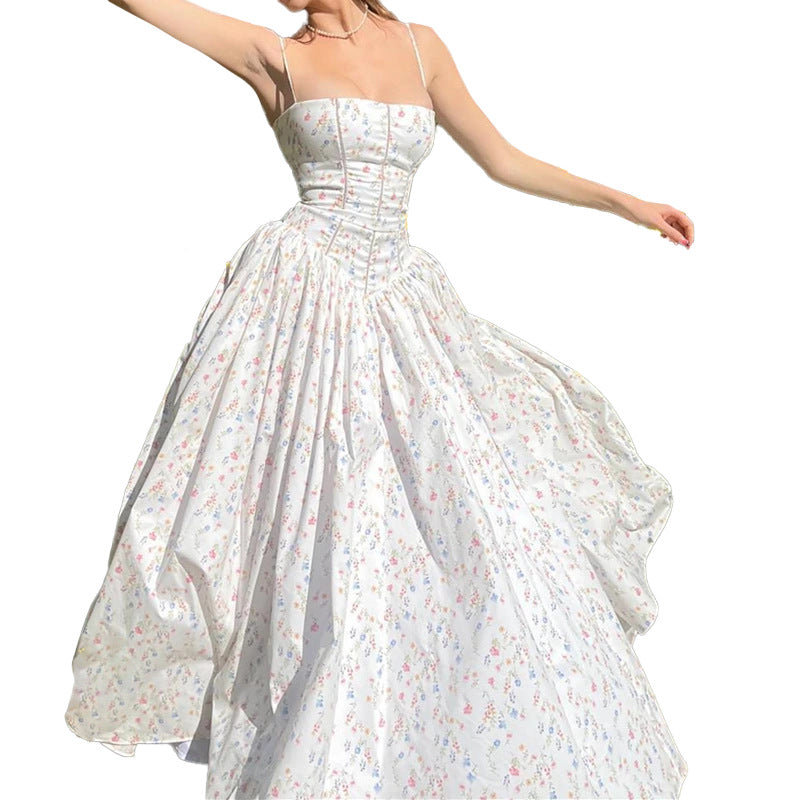 Damen Maxikleid mit floralem Schnitt und elegantem Oberteil Fudus