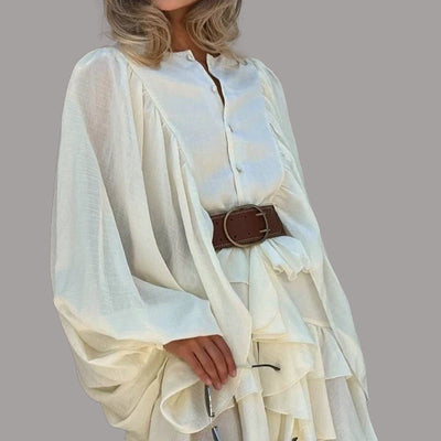 Damen Lässiges Rüschenshirtkleid Fudus