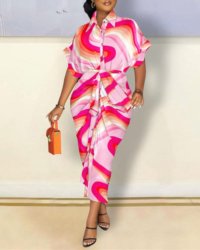 Damen Hemdkleid mit auffälligem Kettenmuster Fudus