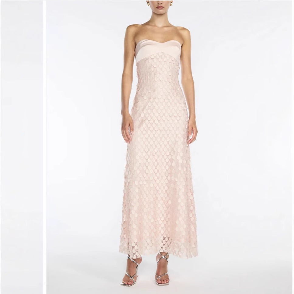 Damen Maxikleid mit schimmernden Pailletten Fudus