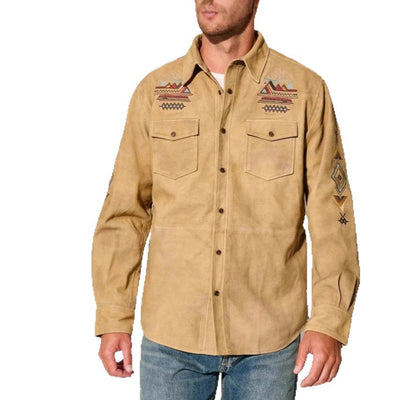 Herren Wildlederhemd mit detaillierten Ethno-Stickereien Aliams