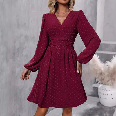 Damen Elegantes Wickelkleid mit luftigen Ärmeln Fudus