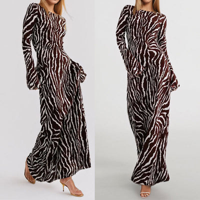 Damen Maxikleid mit tierischem Muster Fudus