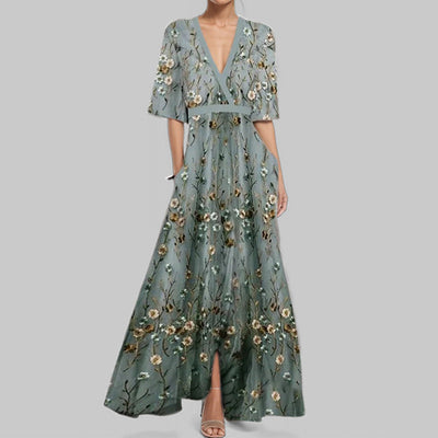 Damen Maxikleid mit kreativem grafischem Design Fudus