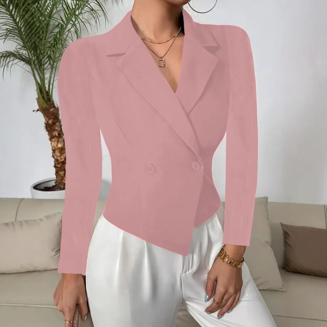 Damen taillierter Blazer mit doppelter Knopfreihe und elegantem Schnitt Fudus