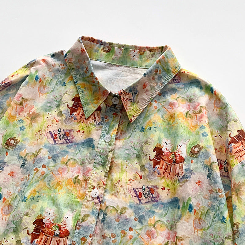 Damen bedruckte Hemdbluse Fudus