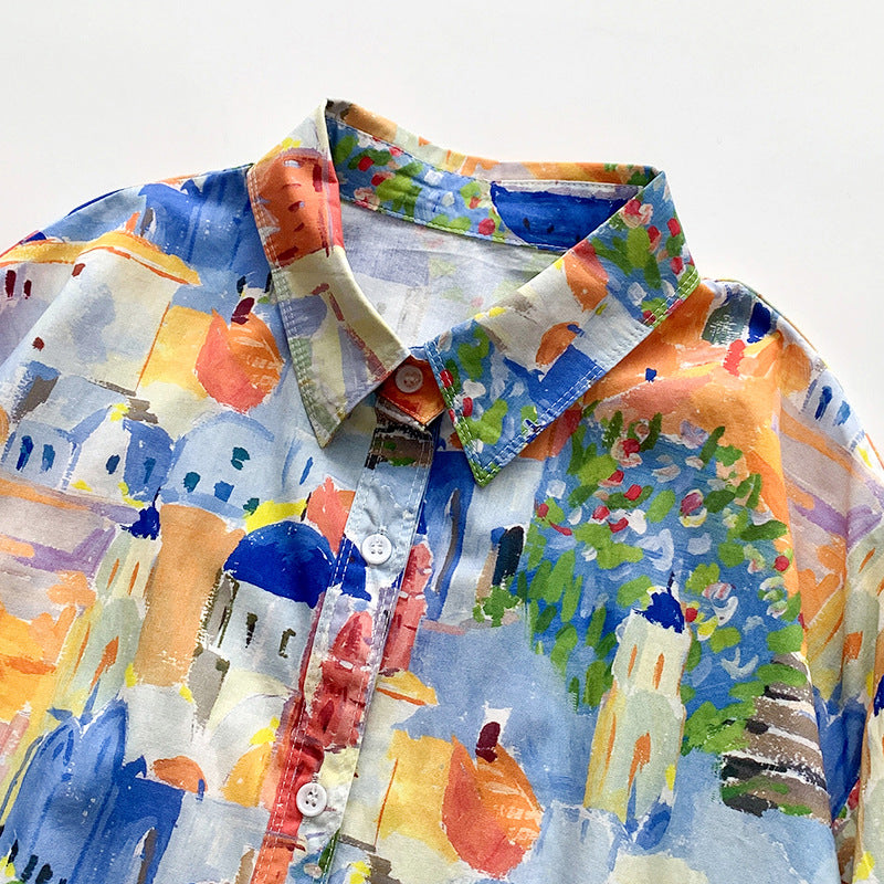 Damen farbenfrohe Kunstbluse Fudus