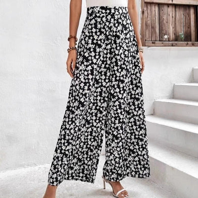 Damen weite Sommerhose mit floralem Design Fudus
