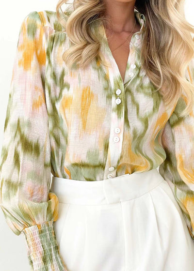 Damen Bluse mit elegantem Farbverlauf und trendigen Puffärmeln Fudus