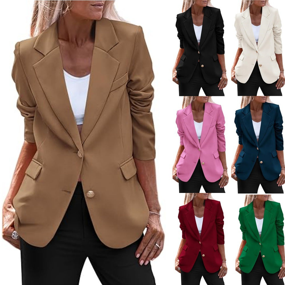 Damen lässiger Blazer mit goldenen Knopfdetails Fudus