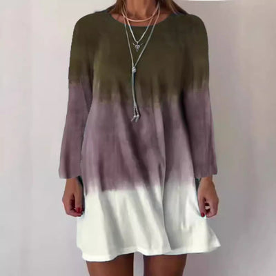 Damen Leichtes und luftiges Ombre-Kleid mit ausgestellten Ärmeln Fudus