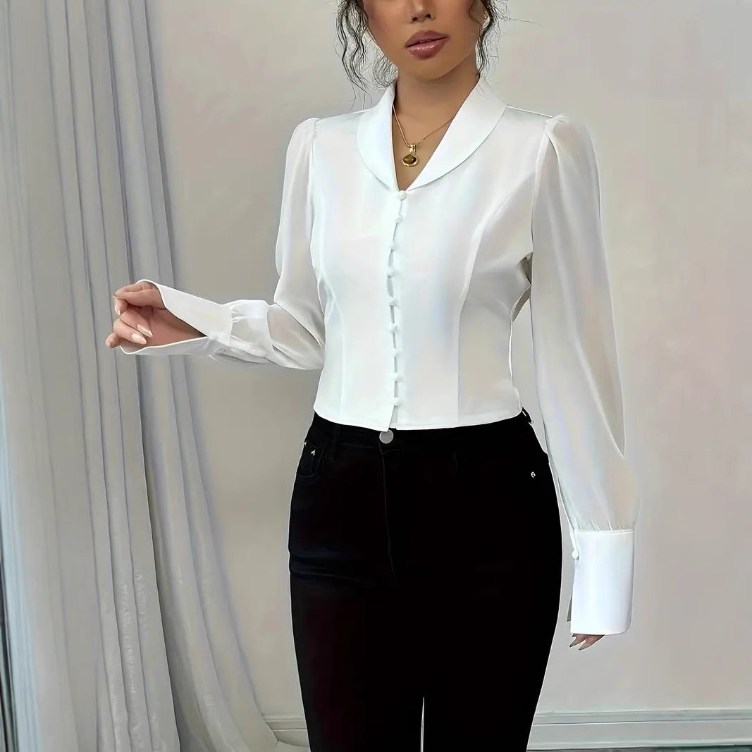 Damen elegante Bluse mit tailliertem Schnitt und verspieltem Schleifen-Detail Fudus