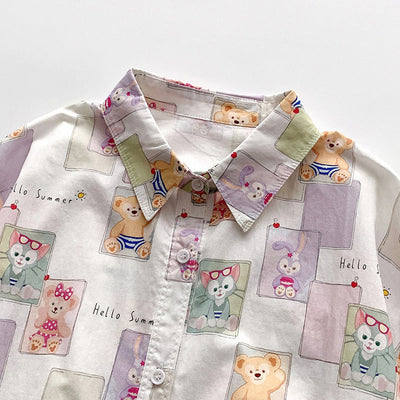 Damen Langarmhemd mit buntem Patchwork-Design Fudus