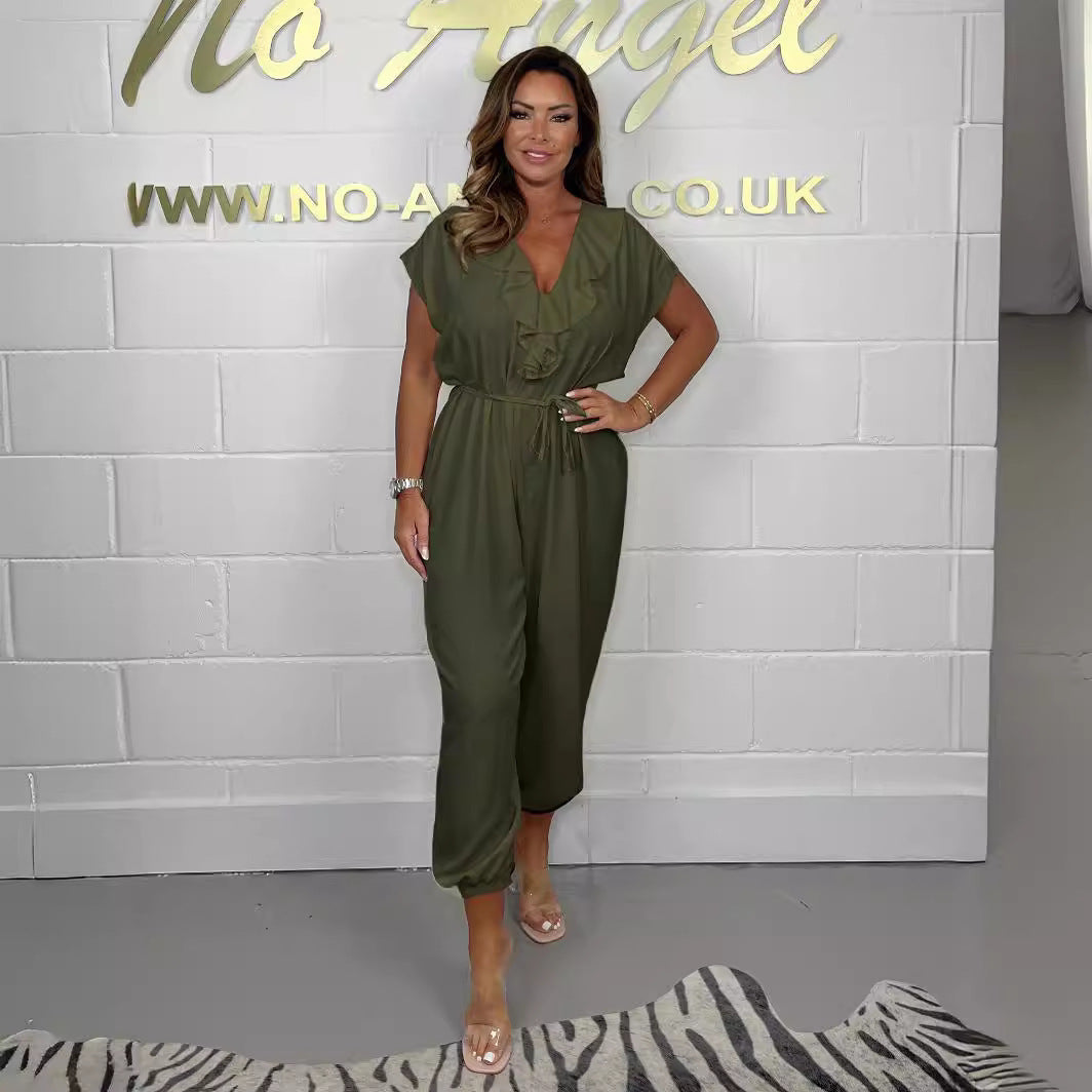 Damen Elegantes Jumpsuit mit Rüschendetails und tailliertem Schnitt Fudus