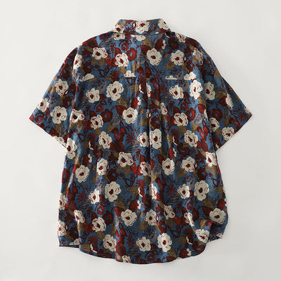 Damen Kurzarmhemd mit floralem Design und bequemer Schnittführung Fudus