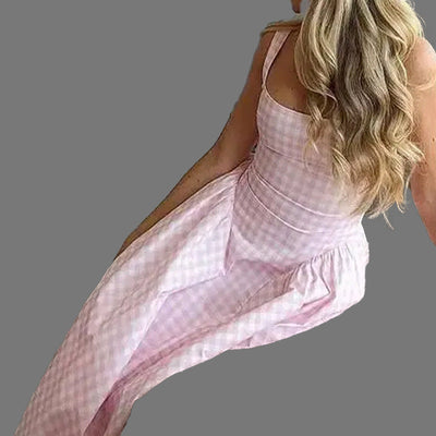 Damen Sommerliches Kleid mit quadratischem Ausschnitt und weiten Falten Fudus