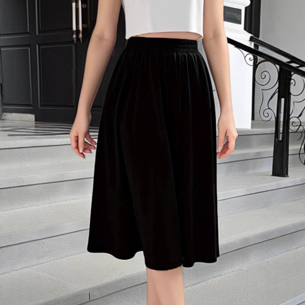 Damen Elegante Maxirock mit elastischem Bund und praktischen Taschen Fudus