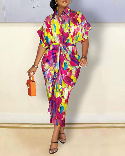 Damen Hemdkleid mit auffälligem Kettenmuster Fudus