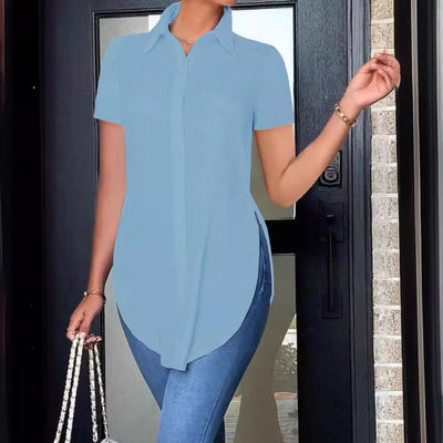 Damen Modisches Oversized-Hemd mit Seitenschlitzen Fudus