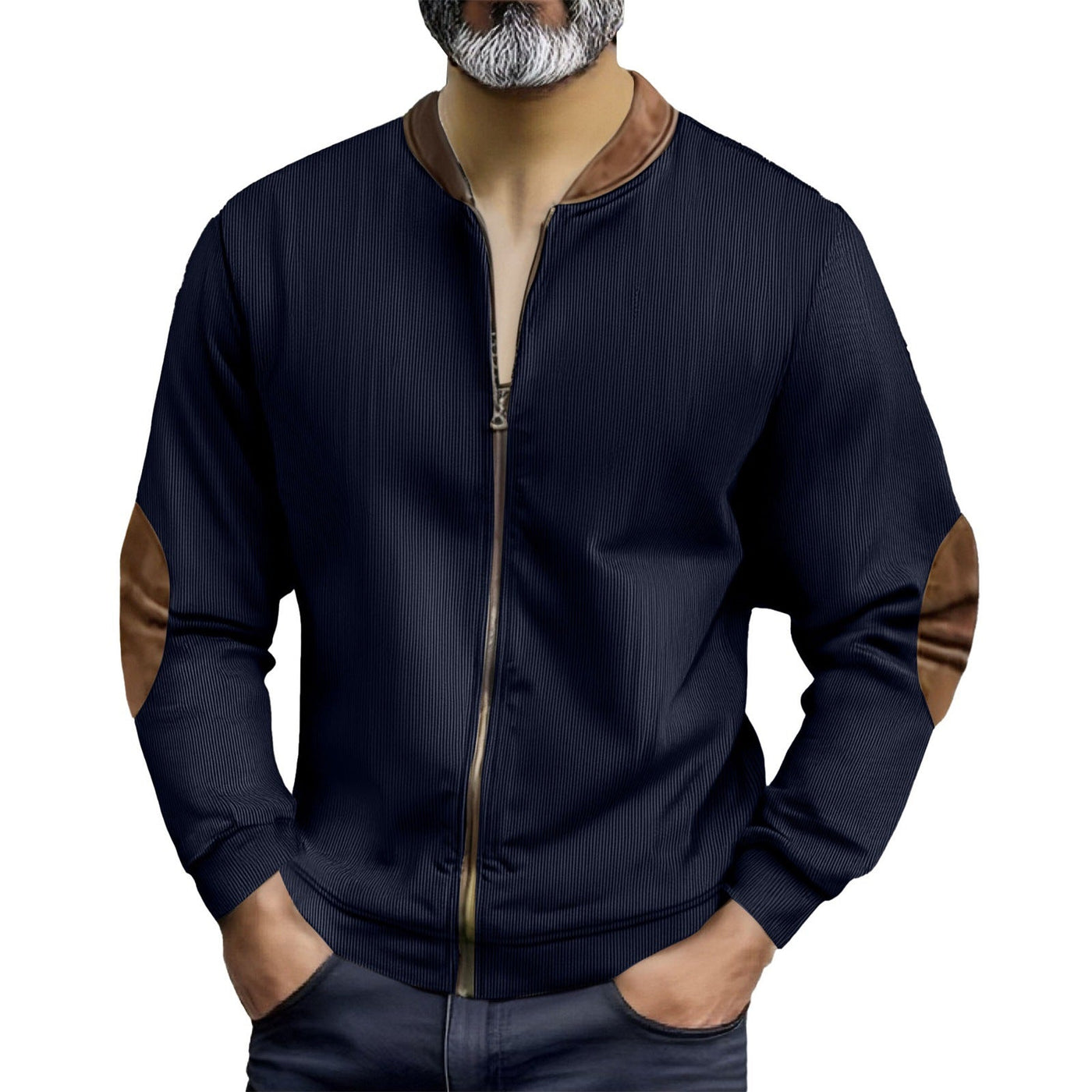 Herren sportliche Bomberjacke mit modernen Lederakzenten Aliams