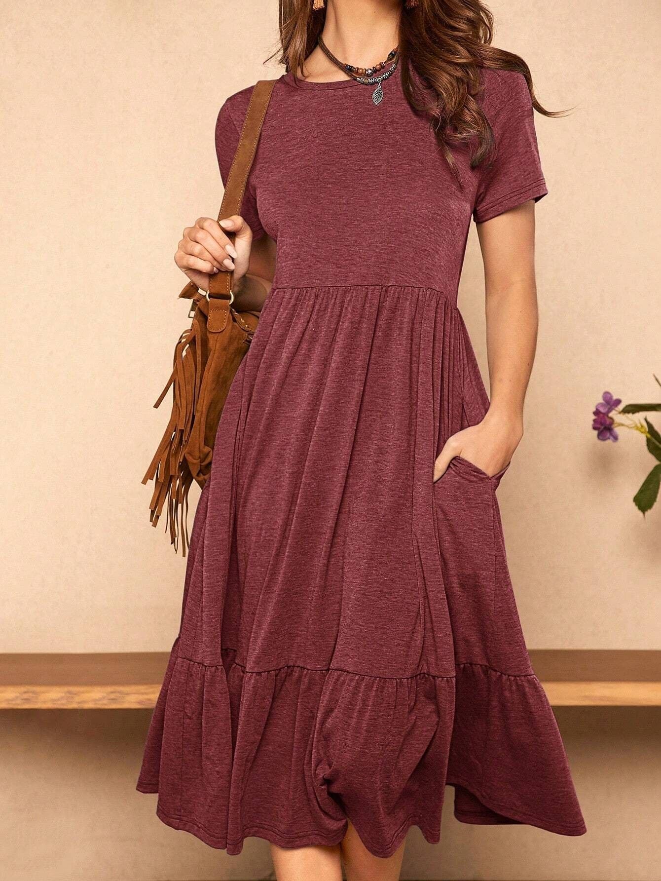 Damen Sommerkleid mit lässigem Schnitt und praktischen Taschen Fudus