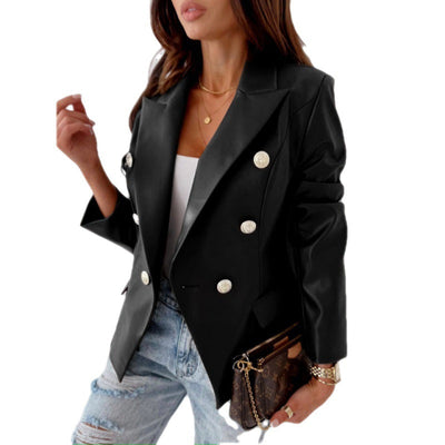 Damen eleganter Double-Breasted Blazer mit strukturierten Details und hochwertigen Knöpfen Fudus