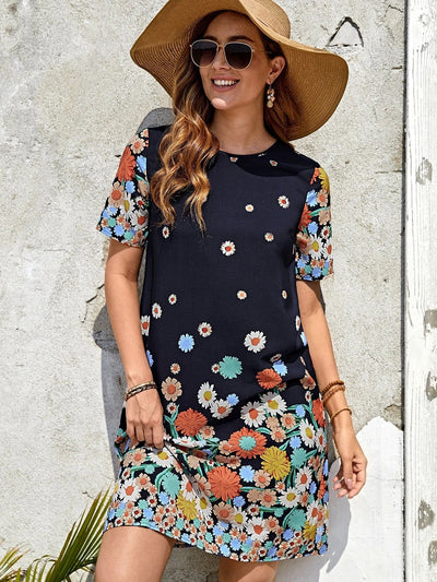 Damen Freizeitkleid mit floralem Design und ansprechendem Schnitt Fudus