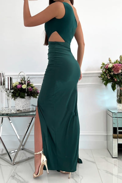 Damen elegantes Wickelkleid mit asymmetrischem Schnitt und seitlichem Schlitz Fudus
