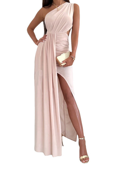 Damen elegantes Wickelkleid mit asymmetrischem Schnitt und seitlichem Schlitz Fudus