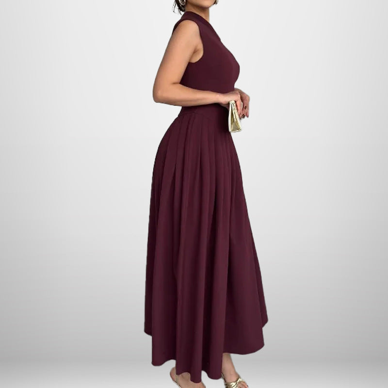 Damen asymmetrisches Wickelkleid mit Falten und edlem Design Fudus