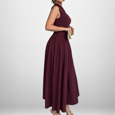 Damen asymmetrisches Wickelkleid mit Falten und edlem Design Fudus