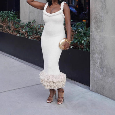 Damen Strickkleid mit dekorativem Saum Fudus