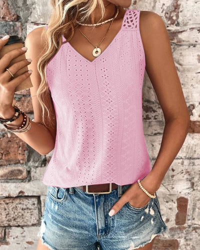 Damen Spitzentop mit V-Ausschnitt und dekorativen Trägern Fudus