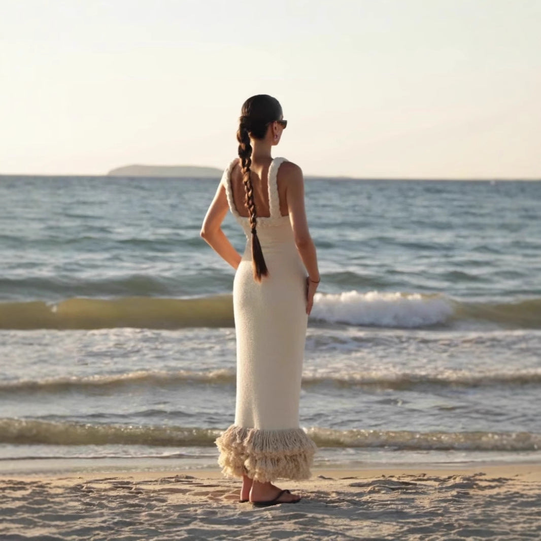 Damen Strickkleid mit dekorativem Saum Fudus