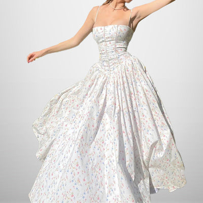 Damen Maxikleid mit floralem Schnitt und elegantem Oberteil Fudus