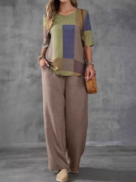 Damen Lässige weite Hose mit modischem Oberteil Fudus