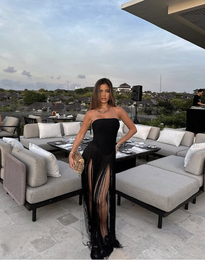 Damen Strandkleid mit fransigem Design Fudus