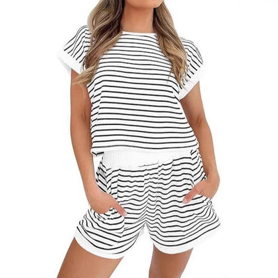 Damen Kurzoverall mit gestreiftem Design und entspanntem Schnitt Fudus