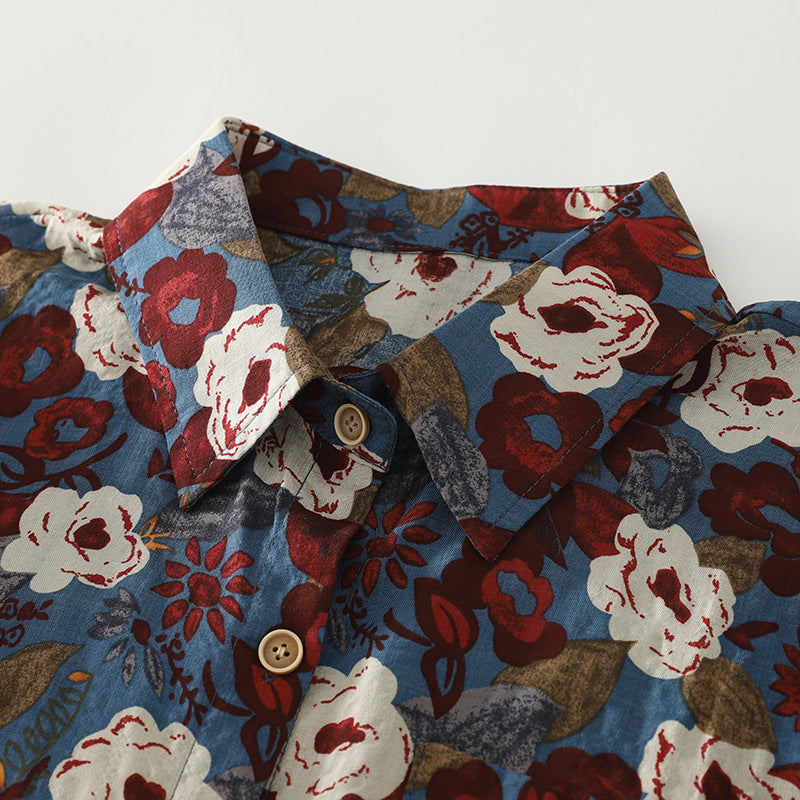 Damen Kurzarmhemd mit floralem Design und bequemer Schnittführung Fudus