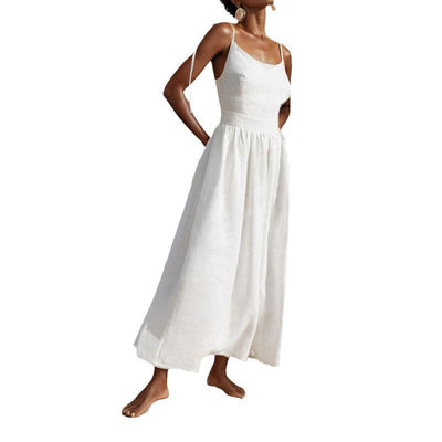 Damen Maxikleid mit elegantem Taillenschnitt und luftigen Trägern Fudus